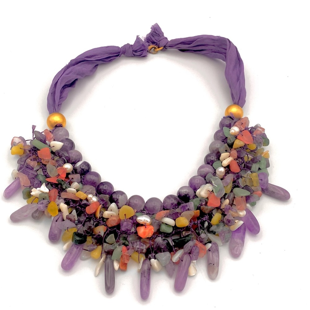 🌹HP🌹Amethyst & Gemstone Statement Necklace